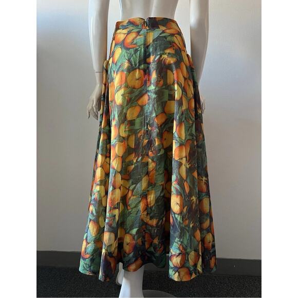 MAEVE Anthropologie 8 Multicolor Summer Oranges Orchard Cotton Maxi Skirt V12 - Picture 5 of 10